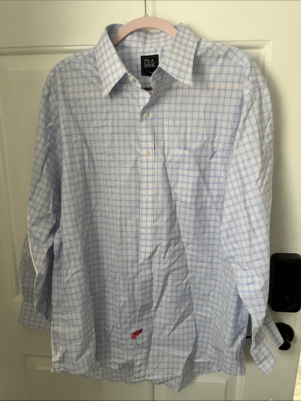 Jos. A. Bank Light Blue and White Windowpane Dress Shirt